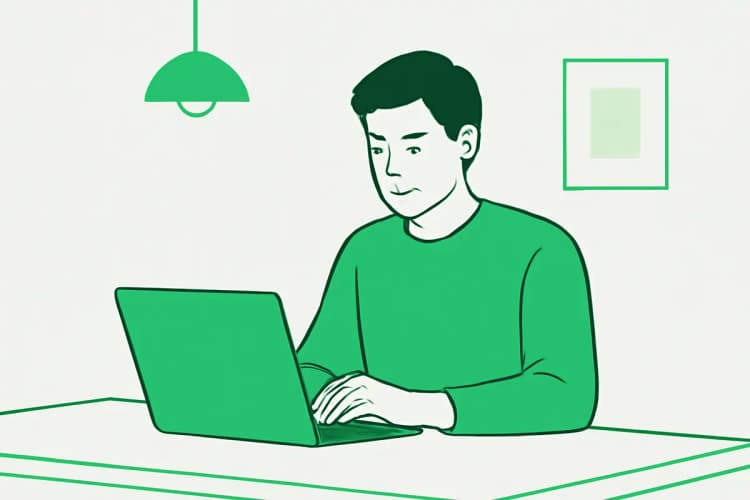 homem usando calculadora online em um laptop